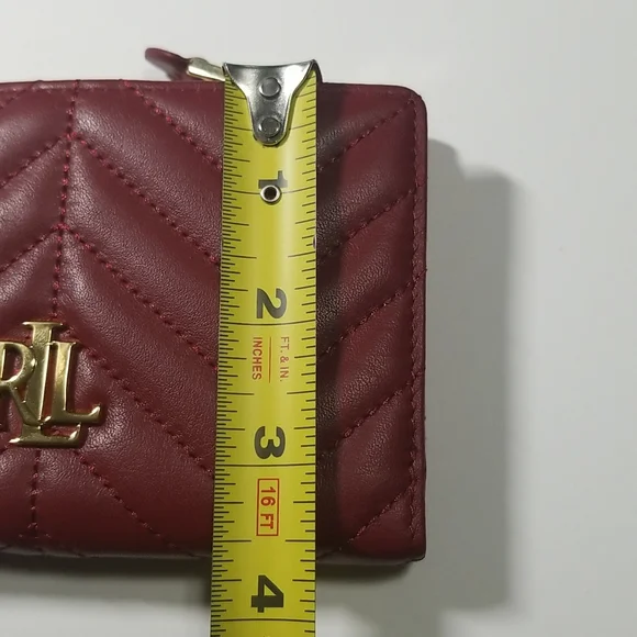NWT Lauren Ralph Lauren Carrington New Compact Leather Wallet In Red - Picture 8 of 12